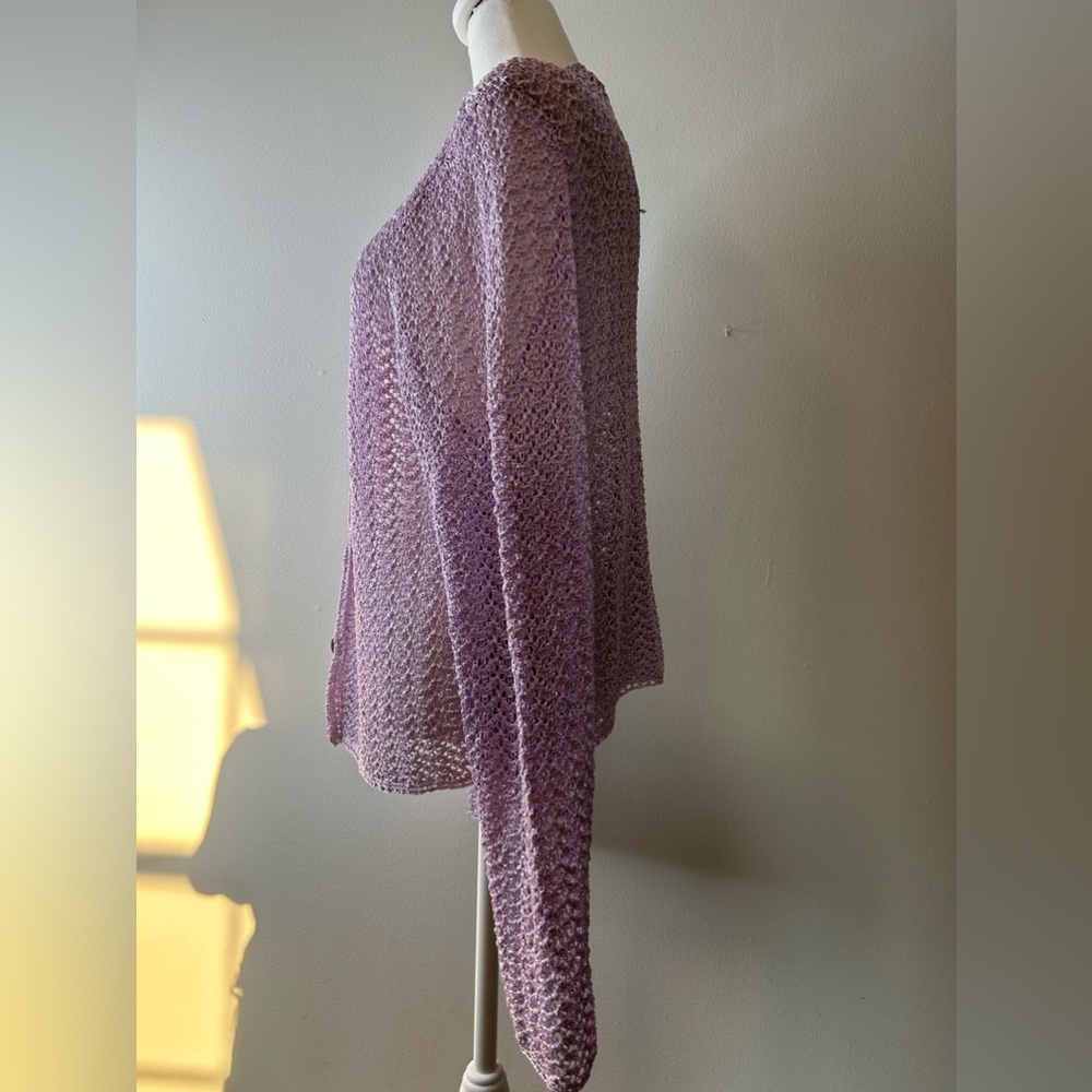 NWT Sigrid Olsen Lilac open knit cardigan - Size Misses XL - Picture 9 of 13